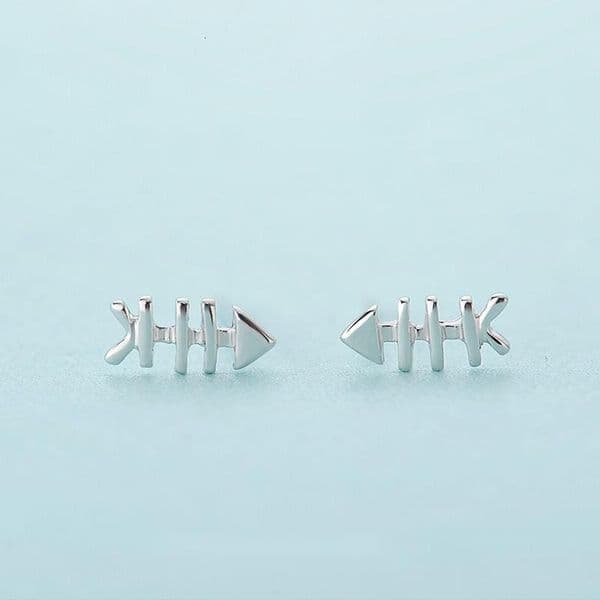 sier needle earrings for women, fashionable simple earrings, trendy fish bone shaped accessories
