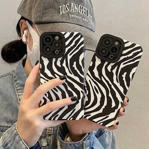 Cellphone Case Stylish Zebra Stripe Silicone Case Suitable for iPhone 15 12 13 14 Plus 11 16 Pro Max Mini X XS XR 7 8 SE Soft Leather Shockproof Cover G241008