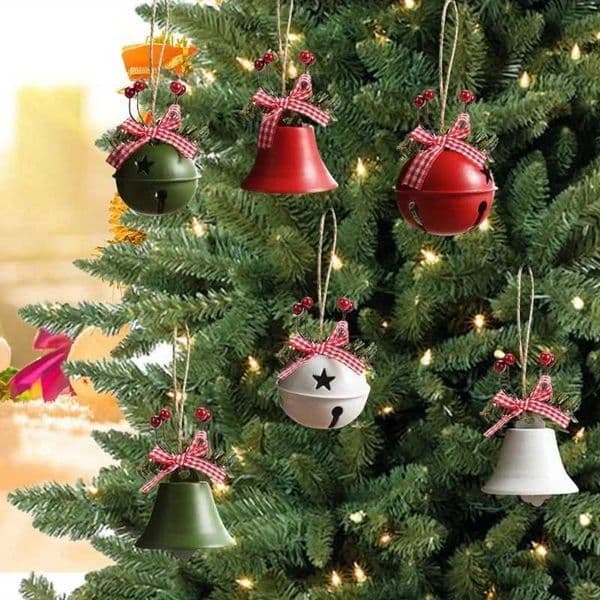 2 Jingle Bells Christmas Bell Metal Clock Decorative Tree Pendants for Christmas and New Year Party Decoration W241008