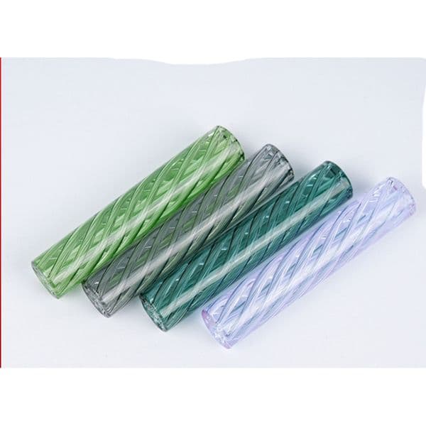 Height 60mm Stripe Color Mini Glass Cigaret Pipe Filter Tips Round Mouth for Dry Herb Tobacco Rolling Drip With 7 Holes Thick Pyrex Glass Diameter 8mm 9mm 10mm 12mm