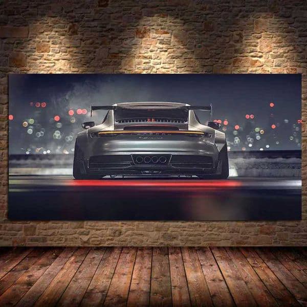 Modern Wall Art Canvas Supercar 911 GT Bcak Landscape Wall Images Silk Posters and Prints Living Room Home Decor Frameless W241010