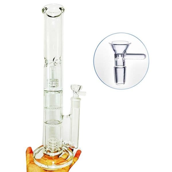 Double Layer 16 Inch Glass Bong by Shisha Manufacturer Includes Female 18mm Connection & Water Pan Penetration Design