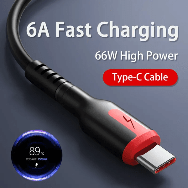 6A Super Fast Charge Type C Cable for Huawei P40 Mate40 Xiaomi Mi 12 Pro Redmi POCO Mobile Phone Accessories Charger USB C Cable 1m/1.5m/2m