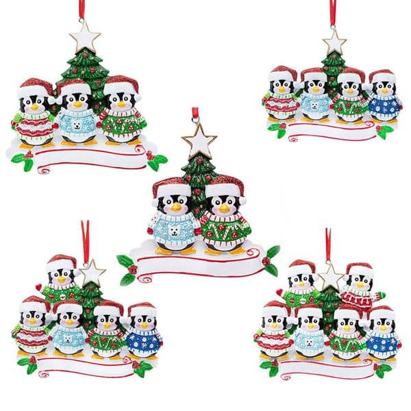 Resin Pendant DIY Penguin Christmas Tree Hanging Ornament Unique Homemade Gift