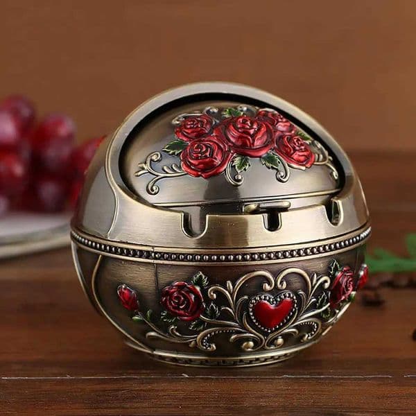 Retro gray jar home cigar holder home decoration zinc alloy large gray holder with lid used for family and friends birthday gifts W241024
