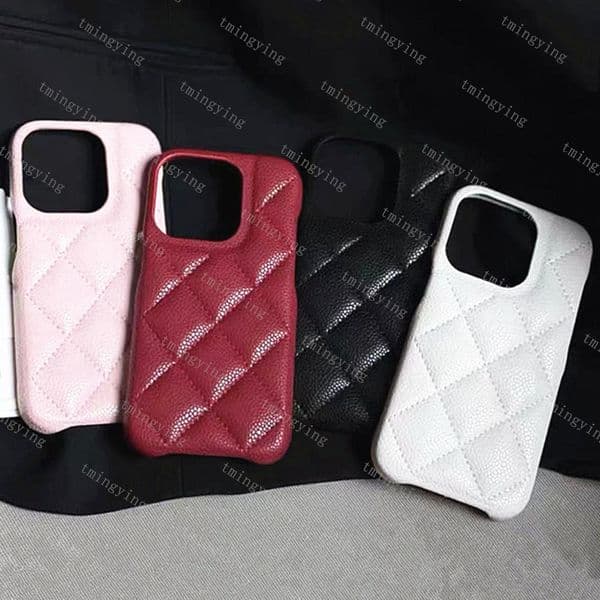 Designer Caviar Leather Phone Cases For iPhone 16 Pro Max 15 14 13 12 C Fashion Caviars Quilted Plaid Cover Luxury Mobile Shell Protection Case