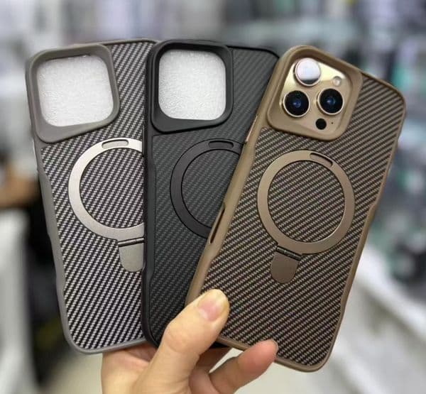 cologne 2026 New Luxury Pattern Soft Rubber Frame Metal Stand Phone For Iphone 16 15 14 13 12 Pro perfume Max Carbon Fiber Textured Backplat Z260522