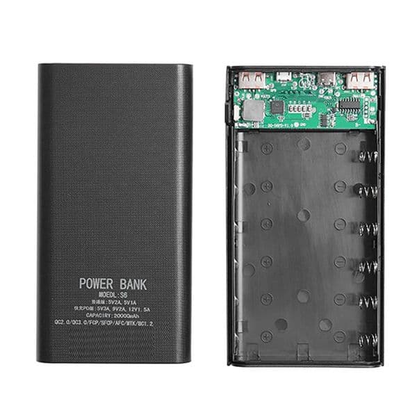 Power pack box 5V 2.1A LCD display 20000MAh power board used for 6X18650 battery DIY power pack shell (black) M241026