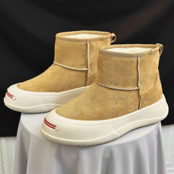 Snow boots men's boots cotton boots high top leather boots trend 2024 autumn and winter new cotton shoes plus wool men's shoes in large size