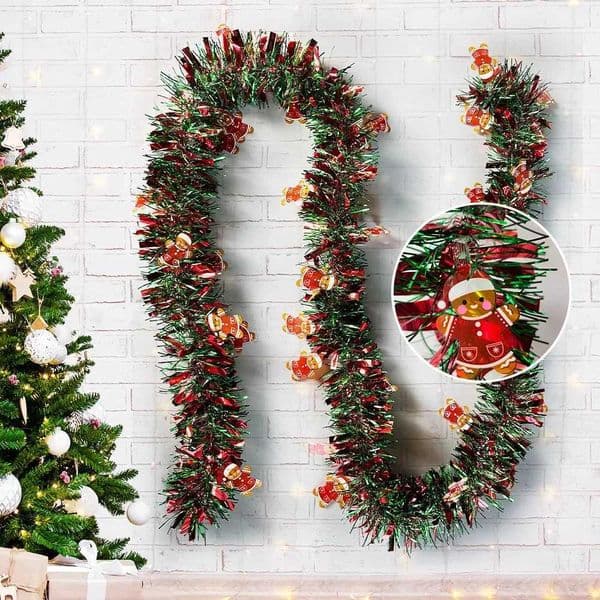 2M Christmas Garden Party Decoration DIY Christmas Tree Decoration Green Vine Ribbon Pendant Christmas Party Supplies W241029