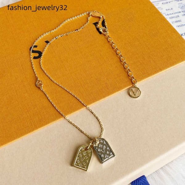 Stamp Necklaces Luxury Fashion Choker Necklace Designer Gold Plated Stainless Steel Letter Pendant Necklaces For Women Wedding Jewelry stamp