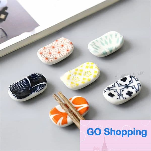 Top Fashion Japanese Chopstick Holder Rectangle Ceramic Chopstick Rest Colorful Pillow Chopsticks Holder Cute Flatware Stand