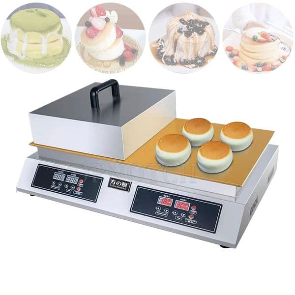 Commercial Souffle Dorayaki Machine Stainless Steel Double Head Pancake Machine