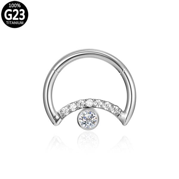Septum Piercings 8 Zircon Titanium Nose Ring G23 Hinge Labret Helix Segment Earrings Sexy Industrial Hoop Body Jewelry for Women