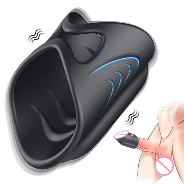 Masturbators 10 Speed Penis Head Massager Male Masturbator Glans Trainer Vibrator Delayed Ejaculation Vibrating Ring Sex Toys for Men 230925