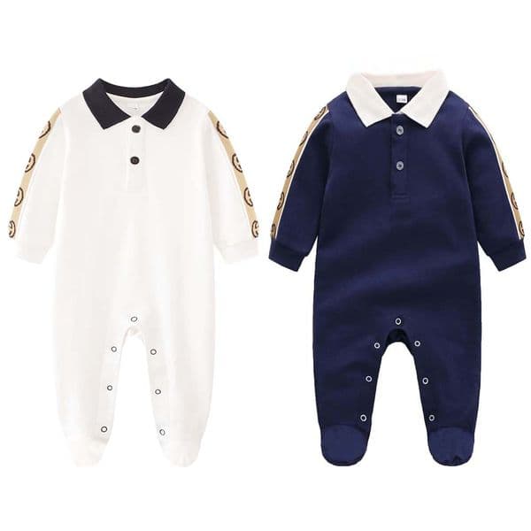 100% cotton kids designer Romper baby boy girl tops quality Long sleeve clothes 1-2 years old newborn Spring Autumn lapel Jumpsuits children's clothing