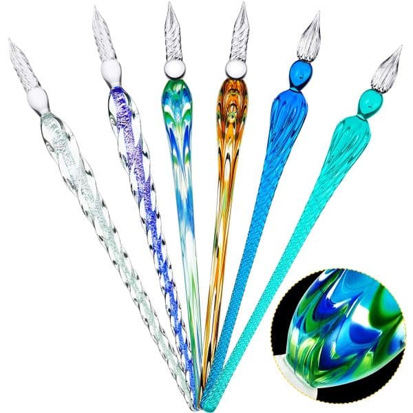 wholesale Gel Pens Handmade Glass Dip Pen Crystal Signature Calligraphy Vintage Ink Borosilicate Present For Writing Ding Signatures LL