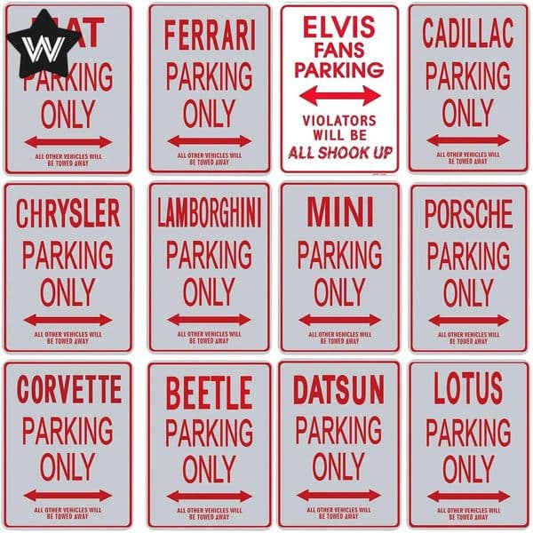 Notice Warning Tin Sign Caution Metal Poster Parking Only Tin Plate Metal Sign Vintage Wall Sticker Retro Style Plaque Man Cave Outdoor Decor 30X20CM w01