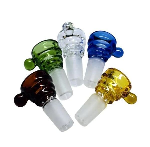 Thick Round Glass Bowl Herb Dry Oil Burner Hookahs With Handle 14mm male female For Smoking Tools Accessories water Bongs