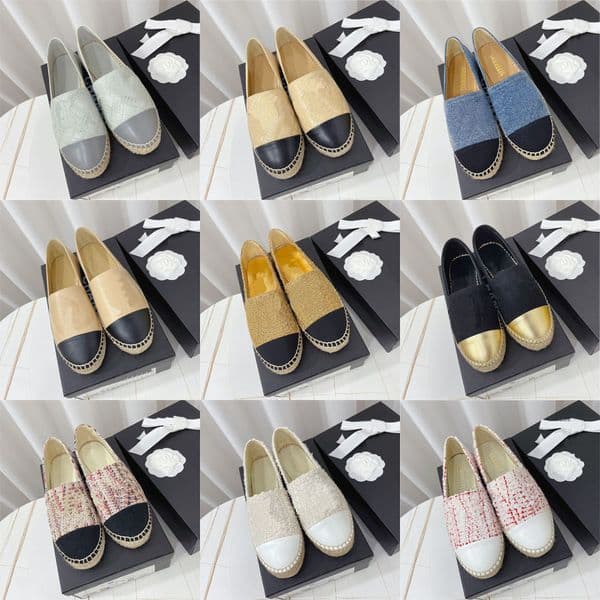 New Casual Shoes Tweed Fisherman Shoes Classic Luxury Fashion Leather Shallow Mouth Flat Bottom Stirrups Slip-on Woven Twine Ballet Designer lofers 35-42