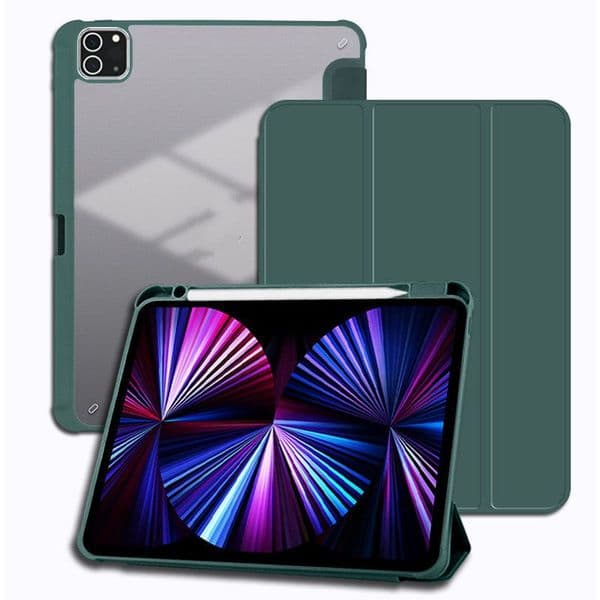 Hybrid Acrylic Clear Transparent case for Pro 11 13 M4 2024 iPad 10.2 8th 9.7 Mini 6 7.9 Pro 11 10.5 Air With Pen Pencil Slot Tray Transparent Back Shell Cove