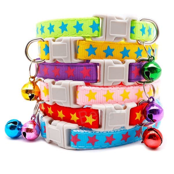 Five Pointed Star Printing Cat Dog Collars Adjustable Dog Collars With Bell Puppy Cats Comfortable Collar Pet Neck Accessories BH8418 TYJ