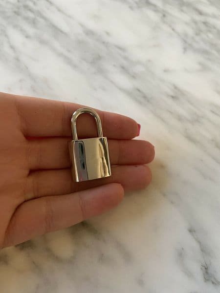 1 Lock 2 Keys Engraved Gold-tone Padlock For Designer Handbag Purse Duffle Luggage Stainless Copper Alloy #315 Golden Silvery Polished