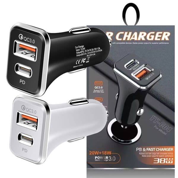 Dual Ports 2.4A High Speed USB C Car Charger Type c Pd Chargers For IPhone 12 13 14 15 Pro Max Samsung S23 S22 Note 20 htc lg With Box