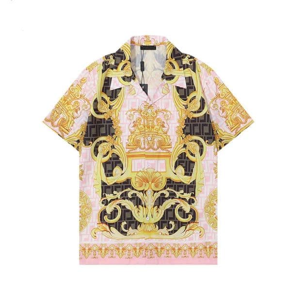 2023Fashion Gold Baroque Print Shirts Mens Designer Hawaiian Shirt Man Casual Short Slve Tops T Shirt Men Blouse Camisa Plus Size M-3XL Z260604