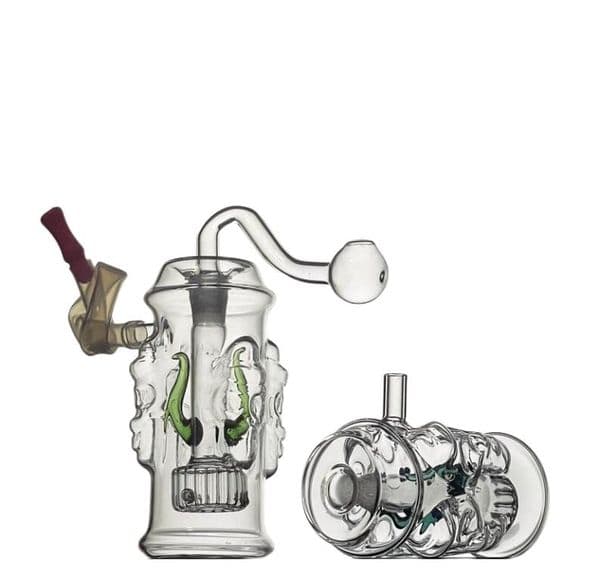 New 10mm male oil burner hookahs Mini Glass Bong 4 skull Pipes Oil Riygs Glass Bong Thick Recycler Oil for Smoking