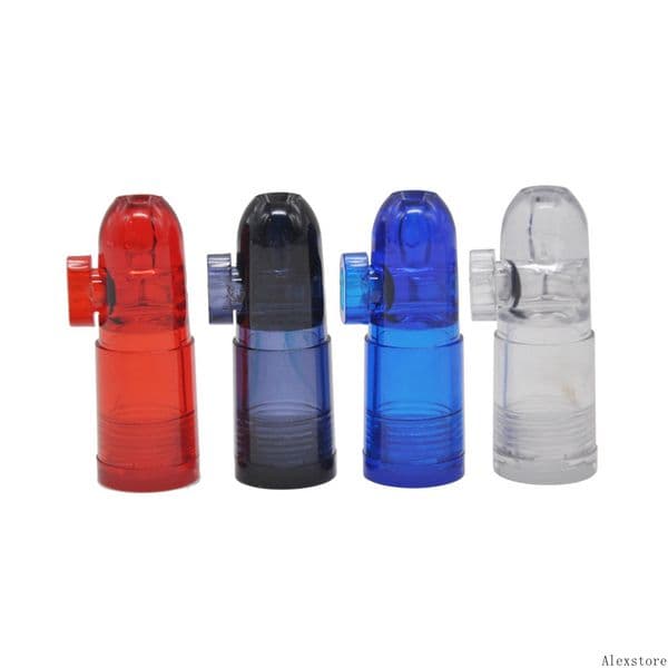 Plastic bullet snuff acrylic dispenser rocket metal bullets snuff 4 colors 48mm for snorter mini smoking pipe hookah water pipes bong