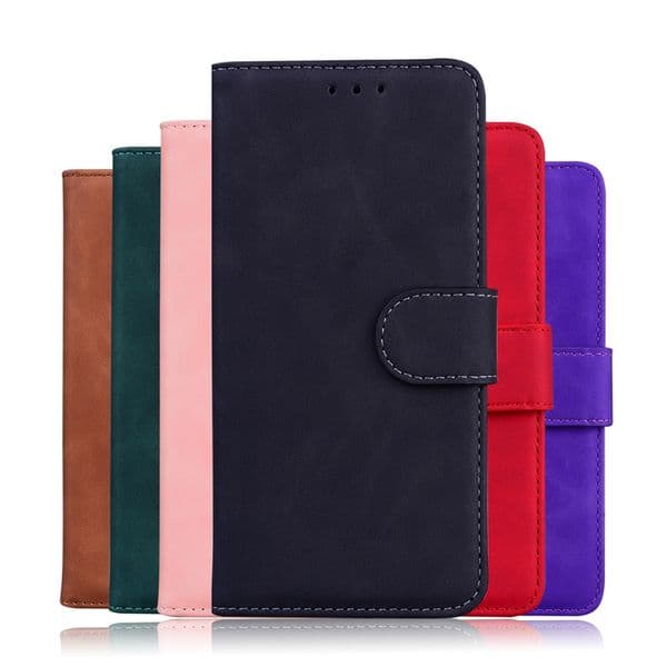 A56 Vintage Wallet Cases For Samsung A36 A26 Xiaomi 15 One Plus Huawei Nova 13 Pro Honor Magic 7 X9C Moto G75 Skin Feel Plain Retro Leather ID Card Holder Cover