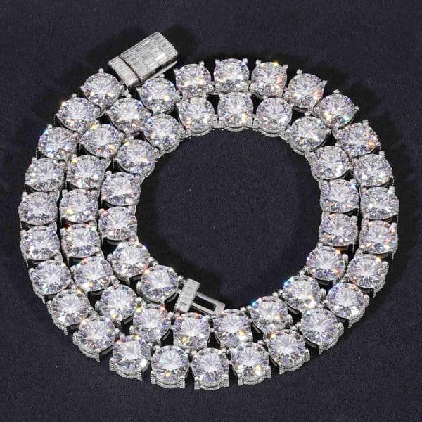 Designer NecklaceDesign Iced Out Bracket 10mm Sterling Sier Vvs Moissanite Dia Baguette Buckle Tennis Chain Necklace
