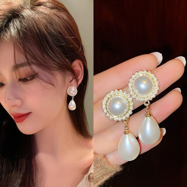 Jewelry for Women Female Accessories Pearl Drop Earrings Bride Wedding Engagement Earrings Birthday Anniversary Gift Jewelry