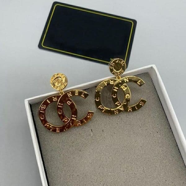 22 Exaggerated fashion girls Original designer letter C solid stud women 18K gold drop earrings 316L stainless steel wedding party jewelry Never fade