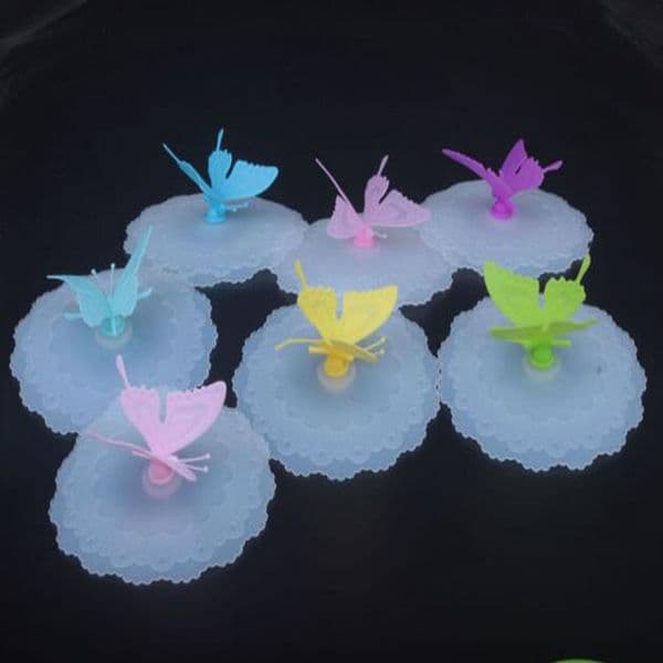 cute butterfly silicone cup cover lids leakproof coffee tea suction lid cap airtight seal cup covers kitchen tools