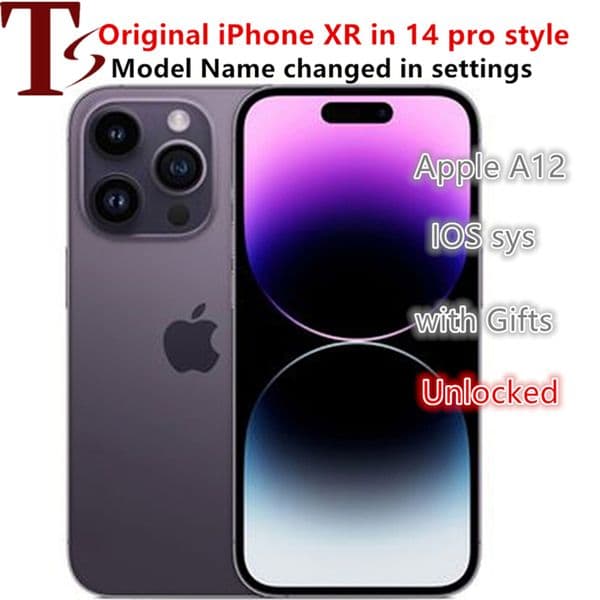 Refurbished iPhone XR Converted to iPhone 14 Pro Style Unlocked Smartphone with 14 Pro Look, Face ID, 3GB RAM, 64GB/128GB/256GB ROM, iOS