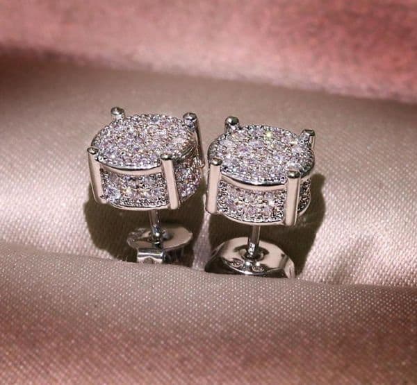 Hip Hop Men Women 925 Sterling Silver Stud Earrings White Zircon Roce Earrings 18k Gold Plated Jewelry Whole8225500