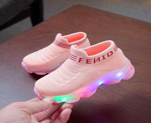Winter Girls Shoes Sports LED Weave Baby Tenis Casual Breathable Kids Sneakers Socks Shoes Toddler Boy Shoes for 1 2 3 4 5 6 Yrs32