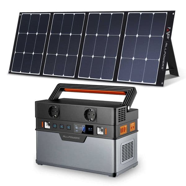 ALLPOWERS 700W Portable Power Station 606Wh Emergency Power Supply With 18V 200W Monocrystalline Foldable Portable Solar Panel