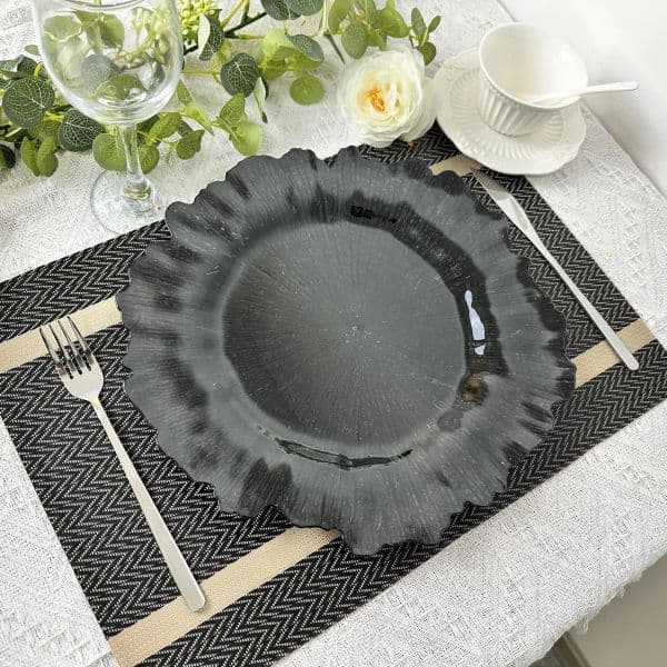 50 PCS Charger Plates Black Plastic Tray 33 CM Round Dishes 13 Inches Acrylic Decorative Dining Plate For Table Setting