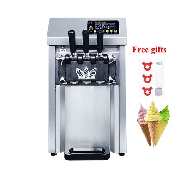 Soft Serve Ice Cream Machine Desktop Ice Cream Makers Stainless Steel Sweet Cones Freezing Equipment Vending Machine