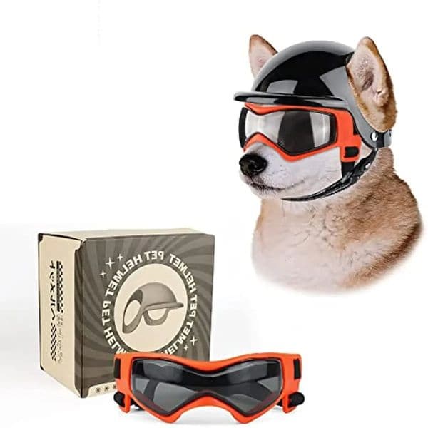 Pet supplies Other Supplies ATUBAN Dog Goggles and Helmet Sport Hat with UV Protection Sunglasses Adjustable Windproof Snowproof Cap Eye Wear dog hat 231207