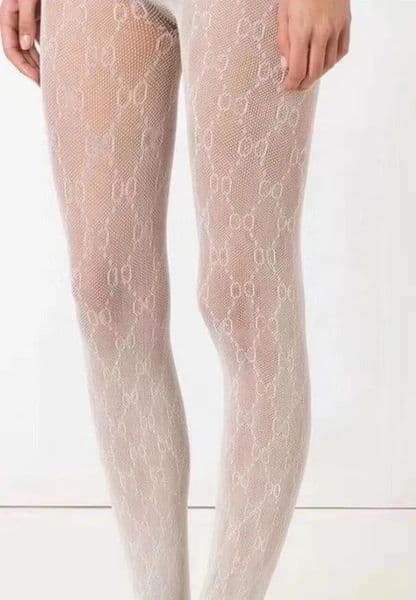 High quality sexy stockings women's fashion designer brand black white thin lace mesh pants, soft and breathable hollow letter tight pants