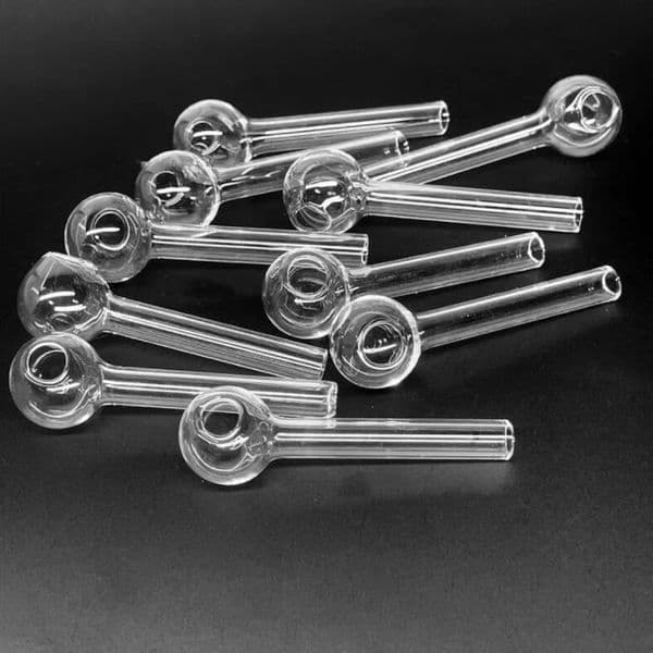 Clear Glass Pipe 7CM Oil Nail Burning Jumbo Pipe Glass Oil Burner Smoking Tube