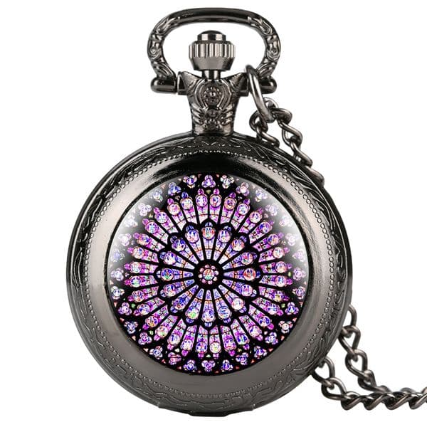 The Notre Dame De Paris Cathedral Display Watches Antique Quartz Pocket Watch Necklace Chain Clock Souvenir Gifts for Men Women