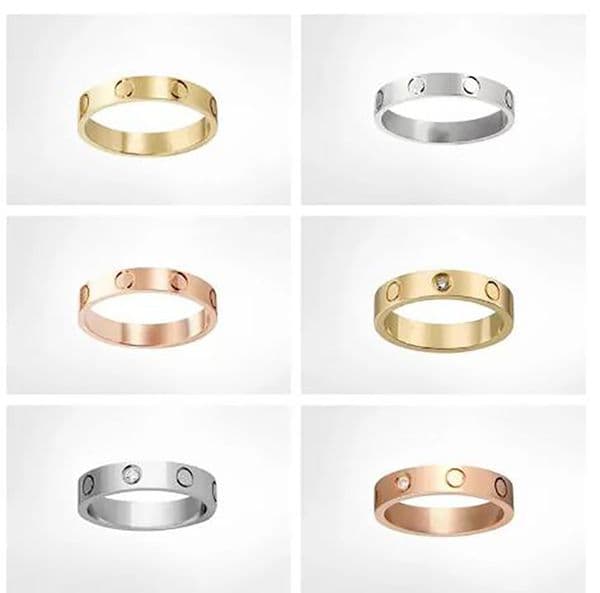 Fashion classic luxury Lover Stainless Steel With Diamond Wedding Rings Never fade Not allergic gift For Female Women Gift Engagement 4mm 5mm 6mm US Size 5-11