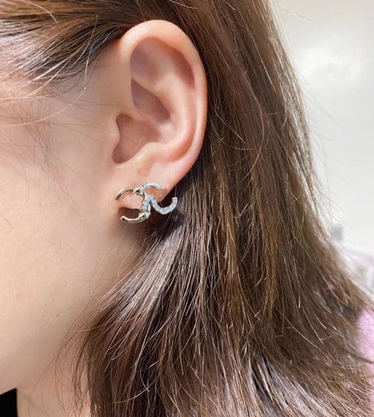 Luxury quality charm drop earring with diamond in18k gold and silver plated nature shell beads have box stamp PS7281B
