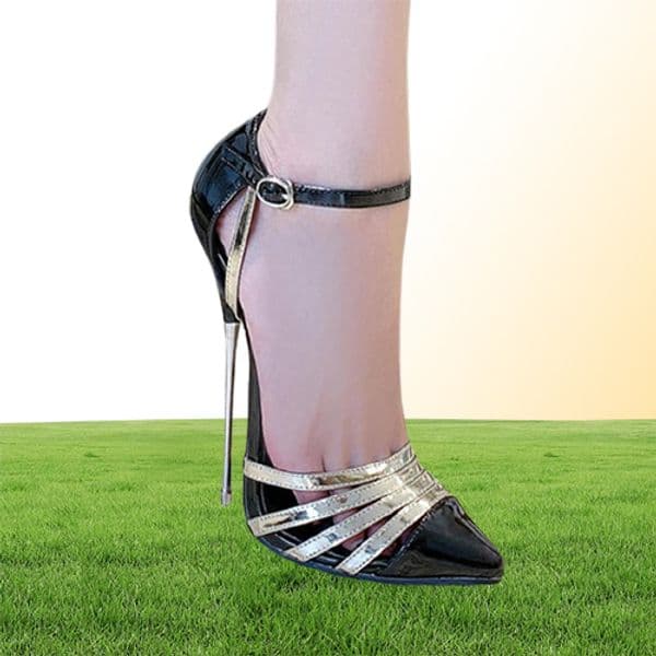 Extreme High Heels 16cm Mixed Colors Ankle Strap Women Shoes Stiletto Heel Show Modeling Party Female Shoes Pumps Sandals 46 LJ200