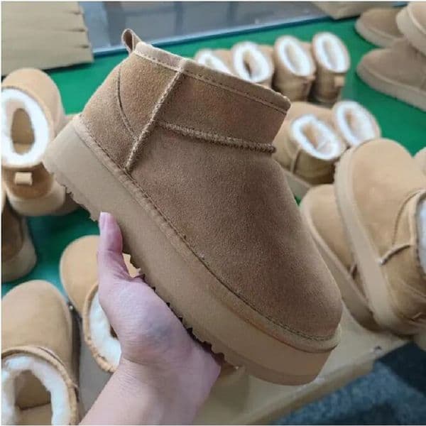 BootsTasman Slippers Chestnut Fur Slides Sheepskin Shearling Tazz New Mules Women Men Ultra Mini Platform Boot Slip-on Shoes Suede Upper Fall Winter